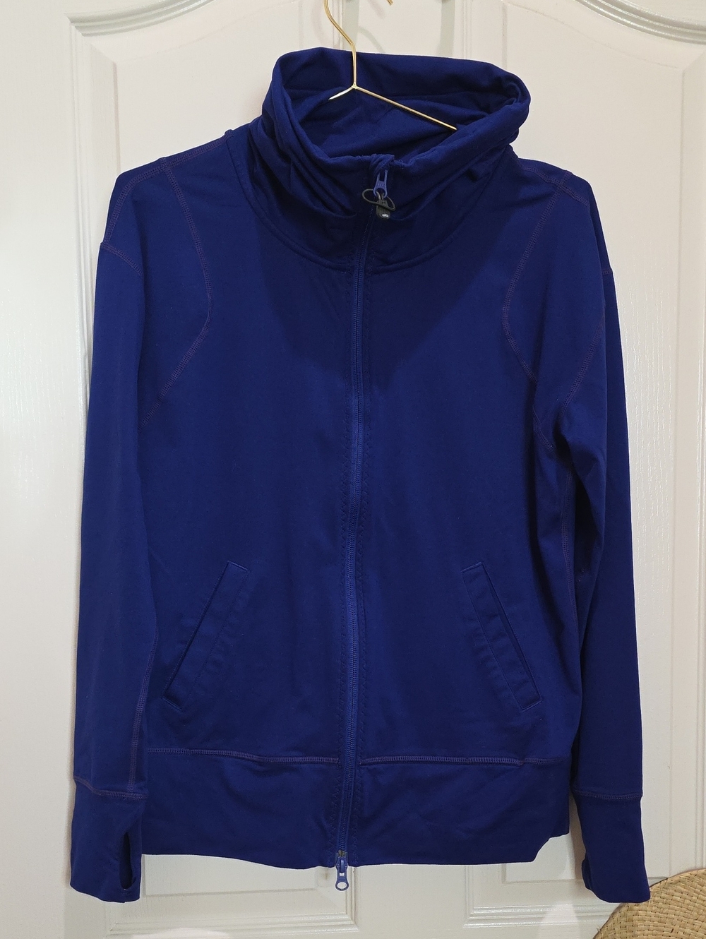 Zella Blue Purple Stretch Thumb Holes Zip-Up Athletic Jacket Small